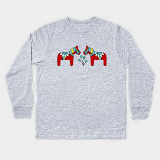 Swedish Dala Horses Kids Long Sleeve T-Shirt